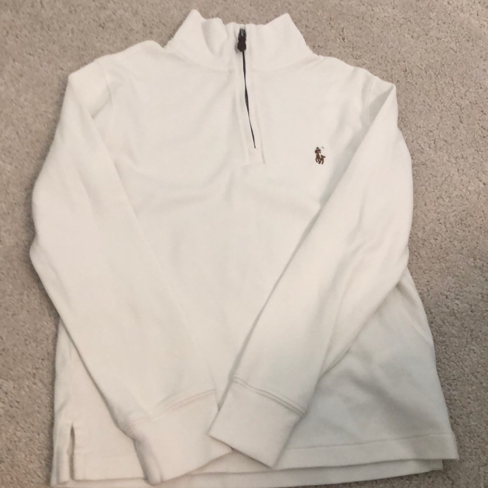 Ralph lauren boys size 8 (s/p) half zip off white